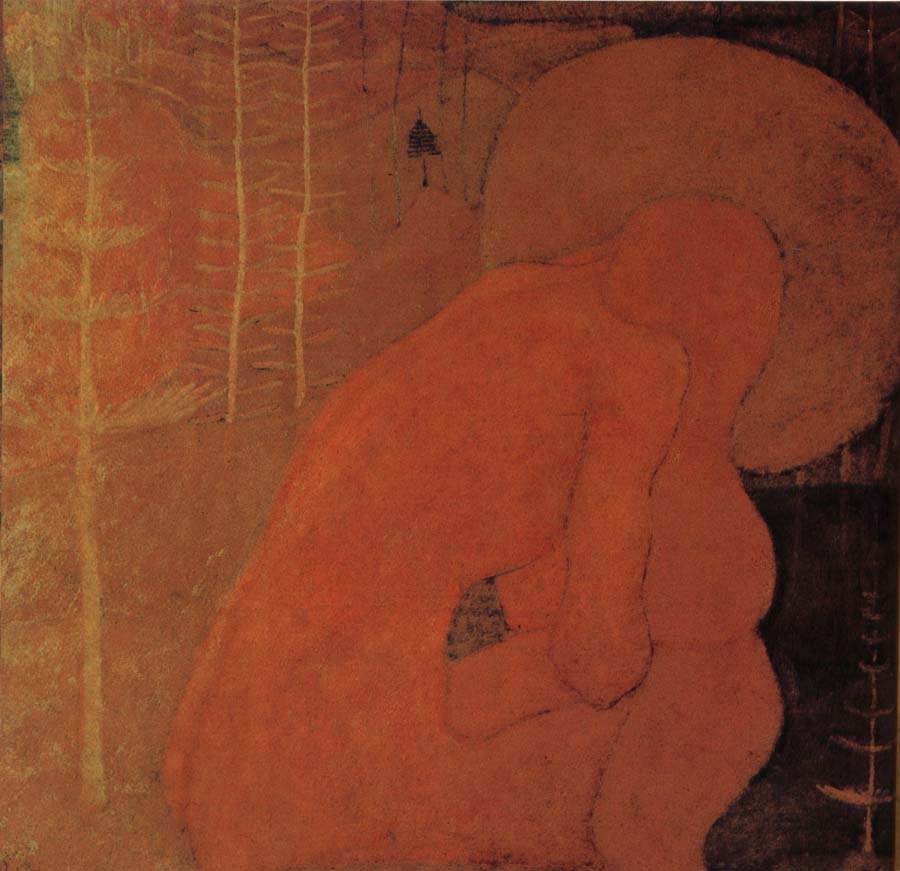 Nude of female in wold